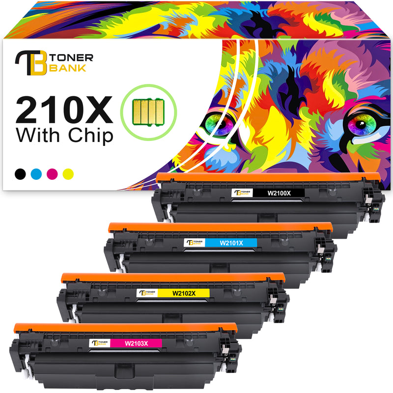 210X Laserjet Toner Cartridge (WITH-CHIP) Compatible for HP 210A 210X W2100A W2100X Color LaserJet Pro MFP 4301fdw 4301fdn 4201dw 4201dn 4201d 4301fd Printer Ink (Black/Cyan/Magenta/Yellow, 4-Pack)