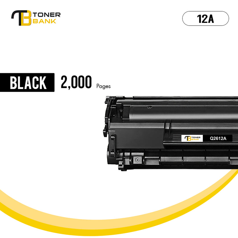 12A Black Toner Cartridge Compatible for HP 12A Q2612A Q2612D Laserjet 1012 1022 1020 1018 1022N 1010 3015 3050 3030 3052 3055 M1319F Printer Ink (4-Pack, Black)