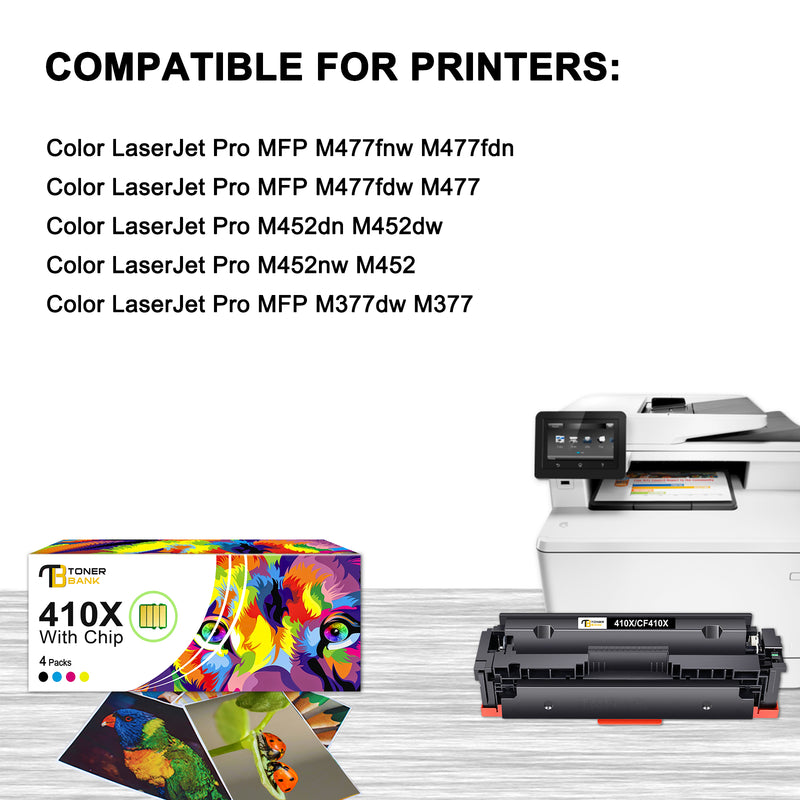 410A 410X High Yield Toner Cartridge 5-Pack Compatible for HP 410X CF410X 410A CF410A Color Laserjet MFP M477fnw M477fdw M477fdn M452dn M452nw M452dw M377 M477 M452 Printer Ink