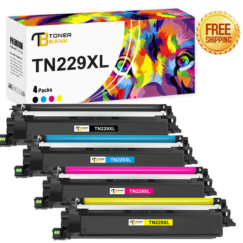 TN229XL Toner Cartridge with Chip Compatible for Brother TN-229XL TN229 TN-229 Work for MFC-L3780CDW MFC-L3720CDW HL-L3280CDW HL-L3220CDW HL-L3300CDW Printer (High Yield, BK/C/M/Y)