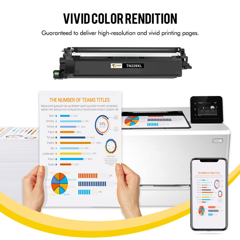 TN229XL Toner Cartridge with Chip Compatible for Brother TN-229XL TN229 TN-229 Work for MFC-L3780CDW MFC-L3720CDW HL-L3280CDW HL-L3220CDW HL-L3300CDW Printer (High Yield, BK/C/M/Y)