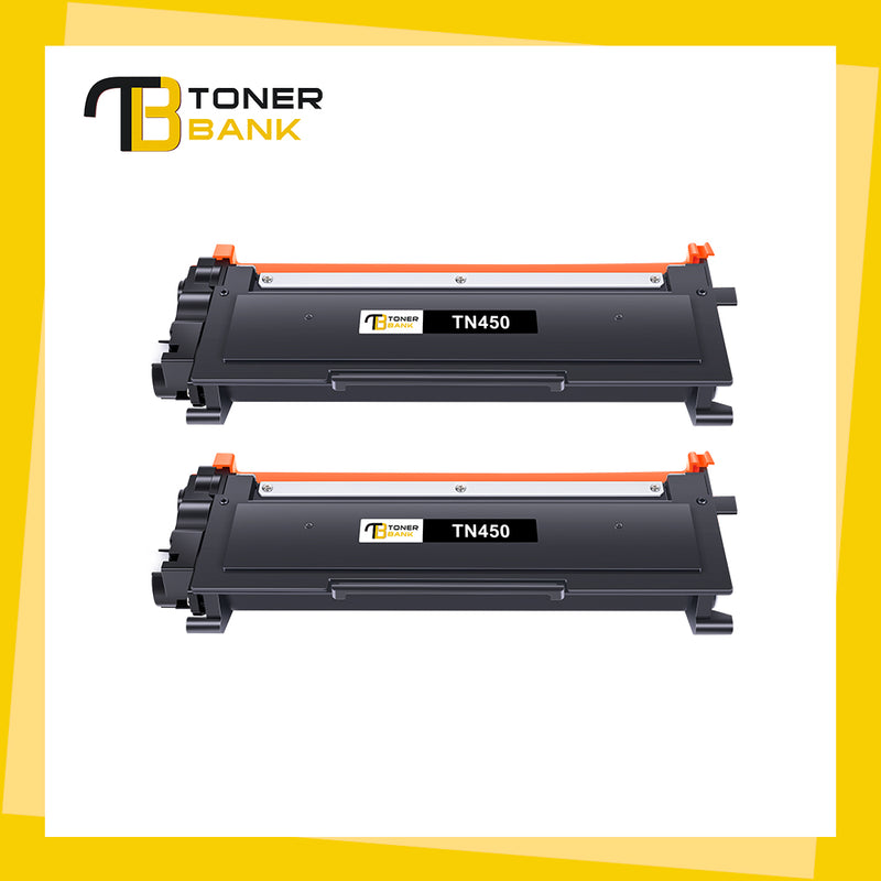 TN450 Toner Cartridges Compatible for Brother TN-450 TN420 TN 420 HL-2270DW HL-2280DW DCP-7065DN MFC-7360N MFC-7860DW HL-2240D DCP-7060D MFC7460DN MFC7240 Printer High Yield (2-Pack, Black)