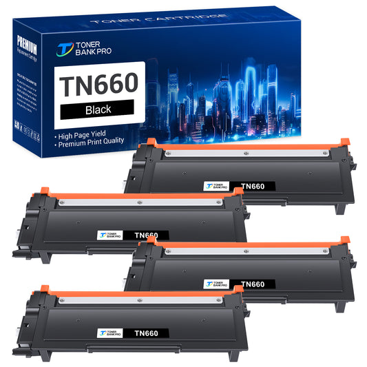 TN660 TN630 Toner Cartridge Compatible for Brother TN-660 TN660 TN 660 630 MFC-L2700DW HL-L2300D HL-L2320D HL-L2340DW HL L2360DW DCP-L2540DW DCP-L2520DW MFC-L2740DW Printer Ink (4-Pack, Black)