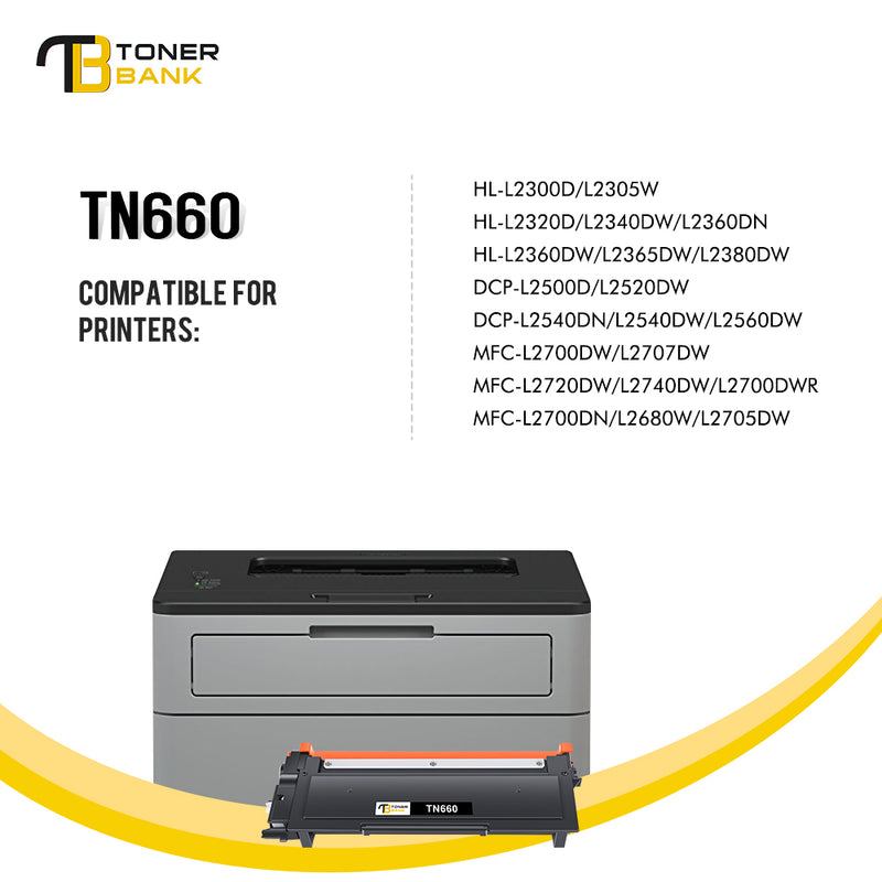 compatible brother tn660 toner cartridge black 5 pack