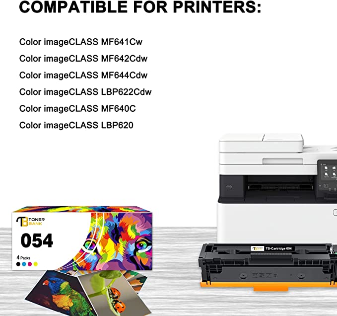 054H 054 CRG-054H Toner Cartridge Compatible for Canon 054H Color imageCLASS MF641Cdw MF642Cdw MF644Cdw LBP622Cdw LBP621CW Printer Ink (Black Cyan Magenta Yellow, 4-Pack)