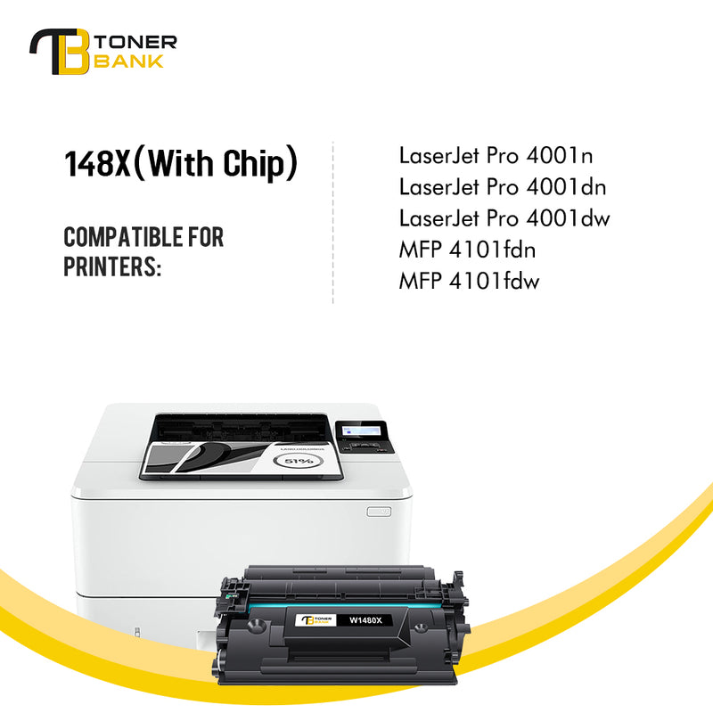148X 148A Toner Cartridge with Chip High Yield Compatible for HP W1480X W1480A 148X Laserjet Pro 4001dn MFP 4101fdw 4101fdn 4001n 4001dn 4001dw (Black, 1-Pack)