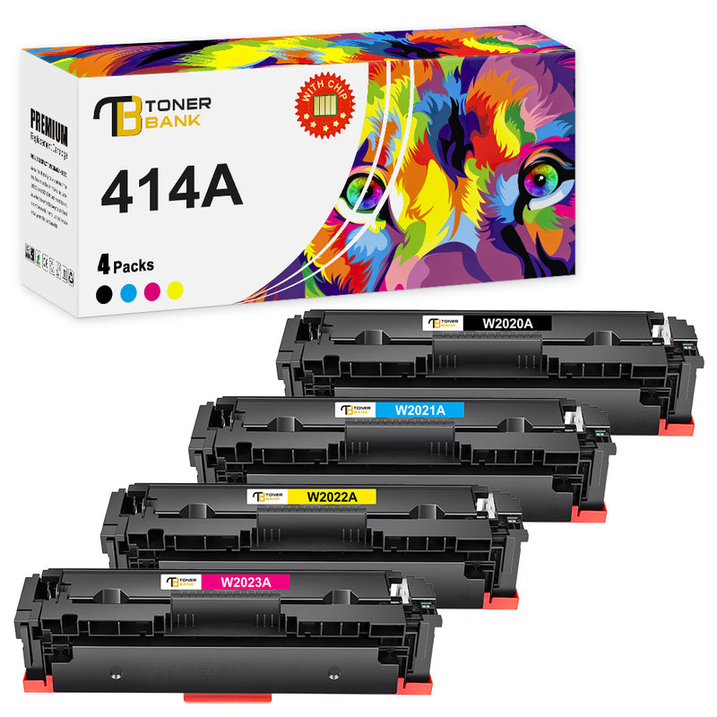 compatible hp 414a toner cartridges with chip black cyan magenta yellow 4 pack