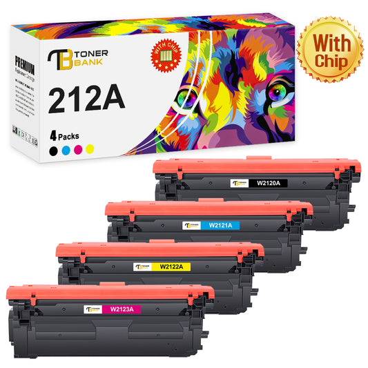 Toner Bank 212A Toner Cartridge 4-Pack Compatible for HP 212A W2120A 212X W2120X Color Laserjet Enterprise M554dn M555dn MFP M578f M578dn M554 M555 M578 Printer | W2120A W2121A W2122A W2123A