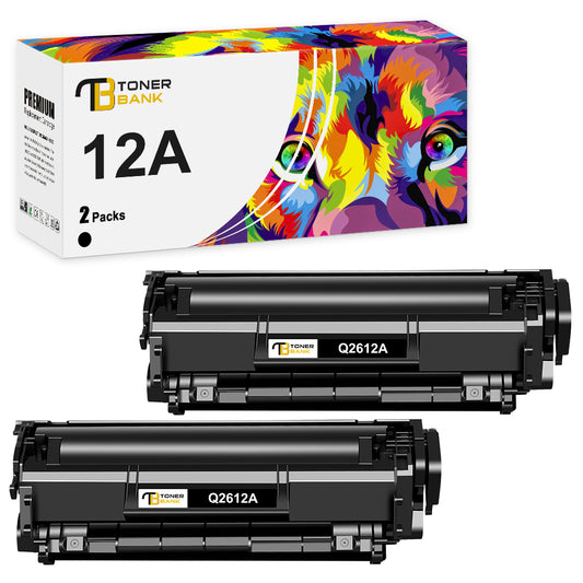 Q2612A 12A Toner Cartridge Black Compatible for HP 12A (Q2612AC) 1020 Laserjet 1022 1020 1010 1012 M1319 MFP 3055 MFP 3050 3030 3020 3050 M1005 MFP 1015 1018 3015 3050z 3052 3055 Printer Ink (2-Pack)