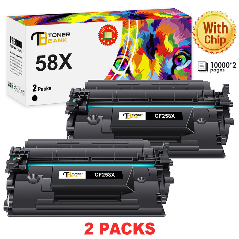 compatible hp 58x cf258x toner black 2 pack with chip