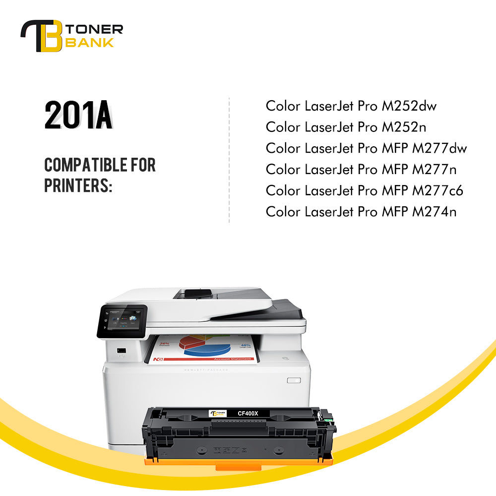 201A 201X CF400X Compatible Toner Cartridge Replacement for HP 201X CF400A CF400X CF401X CF403X CF402X High Yield M252dw M277dw M252n M277n Printer (Black Cyan Magenta Yellow, 4-Pack)