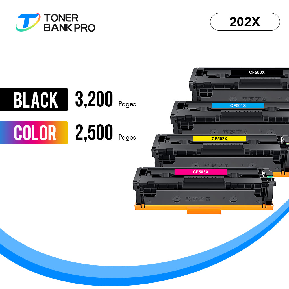 202X Toner Cartridge 4-Pack Compatible for HP 202X CF500X 202A CF500A Color LaserJet Pro MFP M281fdw M281cdw M254dw M254nw M254dn M281fdn M281 M254 Series Printer Ink (Black Cyan Yellow Magenta)