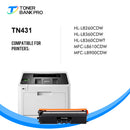 TN431 Toner Cartridge 5-Pack Compatible for Brother TN433 TN431 TN436 TN431BK TN433BK for HL-L8360Cdw MFC-L8900Cdw HL-L8260Cdw MFC-L8610Cdw Printer Ink (Black Cyan Magenta Yellow)