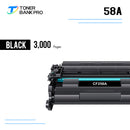 58A Toner Cartridge Black (NO-chip) Compatible for HP 58A 58X CF258A CF258X for HP LaserJet Pro M404 M404n M404dn M404dw LaserJet MFP M428 M428dw M428fdn M428fdw M430f Printer Ink (2-PACK)