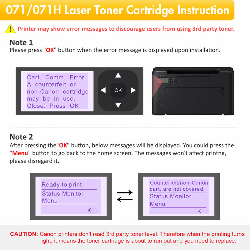 071 071H 2-Pack Toner Cartridge with Chip Compatible for Canon 071 071H CRG 071 imageClass LBP122dw MF272dw MF273dw MF275dw MF274dn MF271dn LBP121dn Printer (Black)