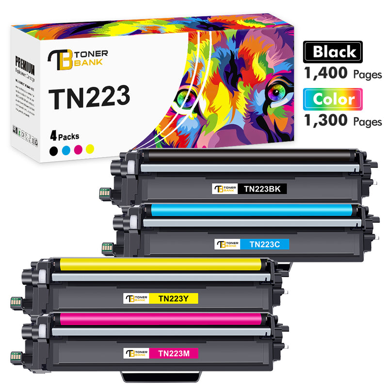 TN-223BK/C/M/Y TN227 Toner Cartridge 4 Pack Compatible for Brother TN223  Replacement for HL-L3270CDW HL-L3290CDW MFC-L3770CDW Printer