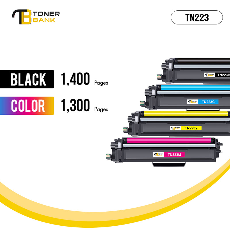 5-Pack TN223 Toner Cartridge Compatible for Brother TN-223 TN 223 TN227 HL-L3270CDW L3230CDW L3230CDN L3290CDW MFC-L3710CW L3770CDW Printer (2xBlack, 1x Cyan, 1x Yellow, 1x Magenta)