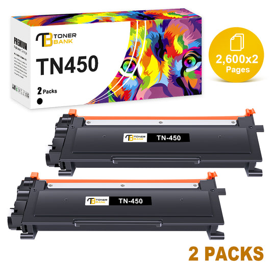 TN450 TN420 Toner Cartridge Compatible for Brother TN420 TN-420 TN450 HL-2280DW HL-2270DW DCP-7065DN MFC-7360N MFC-7860DW HL-2240D DCP-7060D MFC7460DN MFC7240 High Yield (2-Pack, Black)