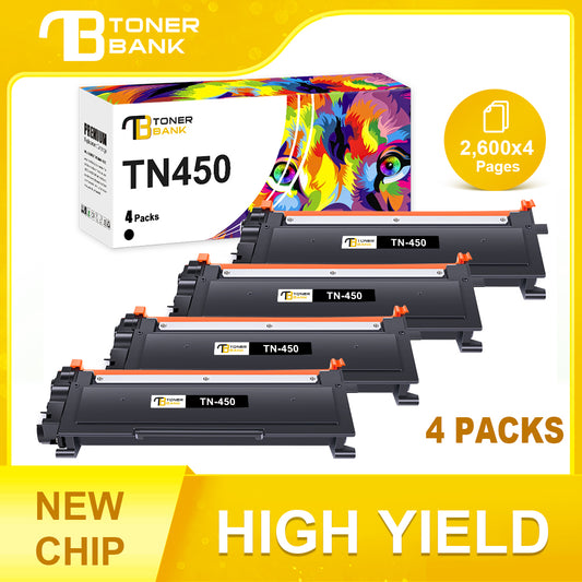 compatible brother tn450 toner cartridge 4 pack