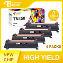 TN450 4-PACK Black High Yield Toner Cartridge Replacement for Brother TN 450 HL-2240 2270dw HL-2280DW MFC-7360 7460DN 7860DW DCP-7060 7070DW 7065DN