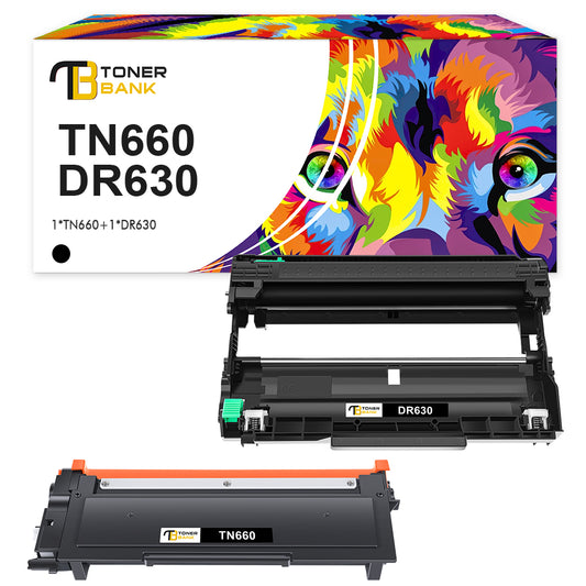 Toner Bank TN660 Toner Cartridge and DR630 Drum Unit Set Compatible for Brother TN-660 DR-630 HL-L2300D HL-L2320D MFC-L2740DW HL-L2380DW (1x TN-660 Toner + 1x DR-630 Drum Unit, Black)