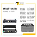 Toner Bank TN660 Toner Cartridge and DR630 Drum Unit Set Compatible for Brother TN-660 DR-630 HL-L2300D HL-L2320D MFC-L2740DW HL-L2380DW (1x TN-660 Toner + 1x DR-630 Drum Unit, Black)