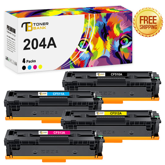 Toner Bank 204A CF510A Toner Cartridge Compatible for HP 204A CF510A CF511A CF512A CF513A Laserjet Pro MFP M180n M180nw M181fw M154nw M154a (Black Cyan Yellow Magenta, 4 Pack)