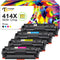 compatible hp 414x toner cartridges with chip black cyan magenta yellow 4 pack