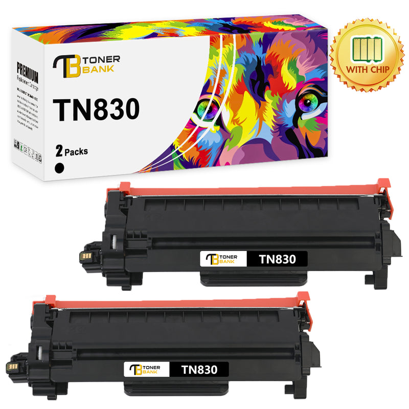 TN830 TN830XL Toner Cartridge Compatible for Brother TN830 TN-830 TN830XL DCP-L2640DW HL-L2460DW HL-L2405W MFC-L2820DW HL-L2400D L2405W L2480DW MFC-L2820DWXL Printer Ink Black 2-Pack