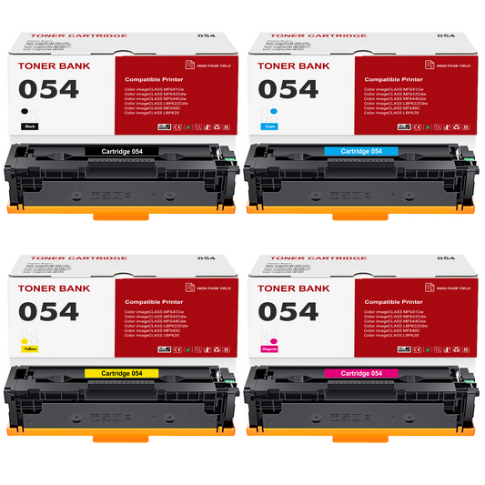 Compatible for Canon 054 Toner Cartridge Black Cyan Magenta Yellow, 4-Pack