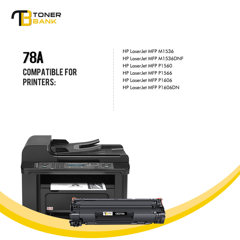 CE278A 78A Toner Cartridge Compatible for HP 78A 278A CE278D HP Laserjet Pro M1536dnf MFP P1606dn M1536dnf 1536dnf 1606dn P1606 P1566 P1560 M1536 Printer Ink (Black, 2-Pack)