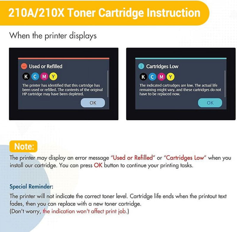 210A Toner Cartridge 4-Pack (With Chip) Compatible for HP 210A 210X W2100A W2100X for HP Color LaserJet Pro MFP 4301fdw 4301fdn 4201dn 4201dw 4201d 4301fd Printer Ink (Black Cyan Magenta Yellow)