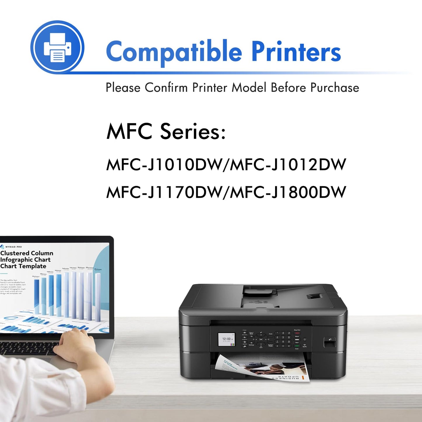 LC401 LC401XL MFC-J1010DW Ink Cartridges for Brother Printer LC 401 401XL for MFC-J1010DW MFC-J1170DW MFC-J1012DW MFC-J1800DW MFC J1010DW - 4 Pack High Yields Black Cyan Magenta Yellow