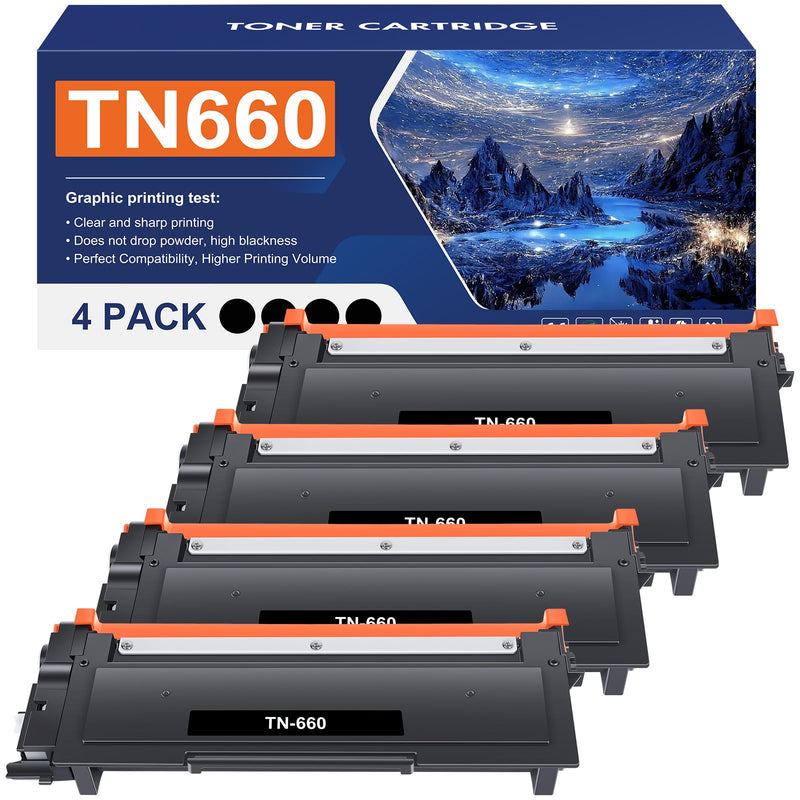 Toner Bank Compatible Toner Cartridge Replacement for Brother TN660 TN630 TN 660 TN-660 TN-630 HL-L2380DW MFC-L2700DW HL-L2300D HL-L2320D HL-L2340DW L2540DW Printer Ink (Black, 4-Pack)