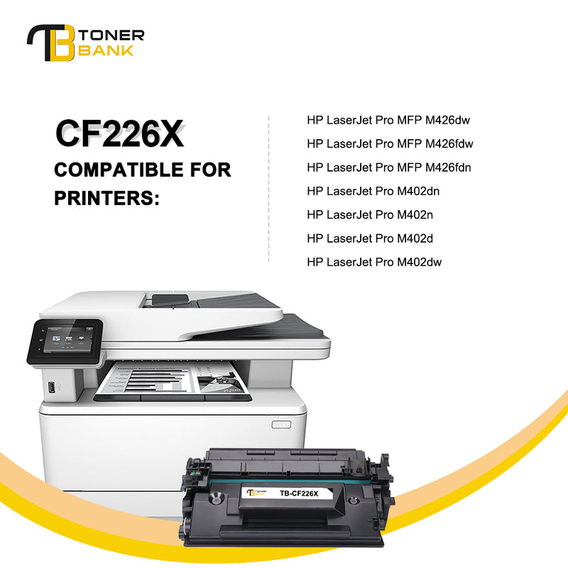 Toner Bank 26X CF226X Compatible Toner Cartidge Replacement for HP 26X CF226X 26A CF226A Pro M402n M402dn M426 M402d M402dw Laser Jet MFP M426fdw M426fdn M402 M426dw Printer Ink(Black 2PACK)