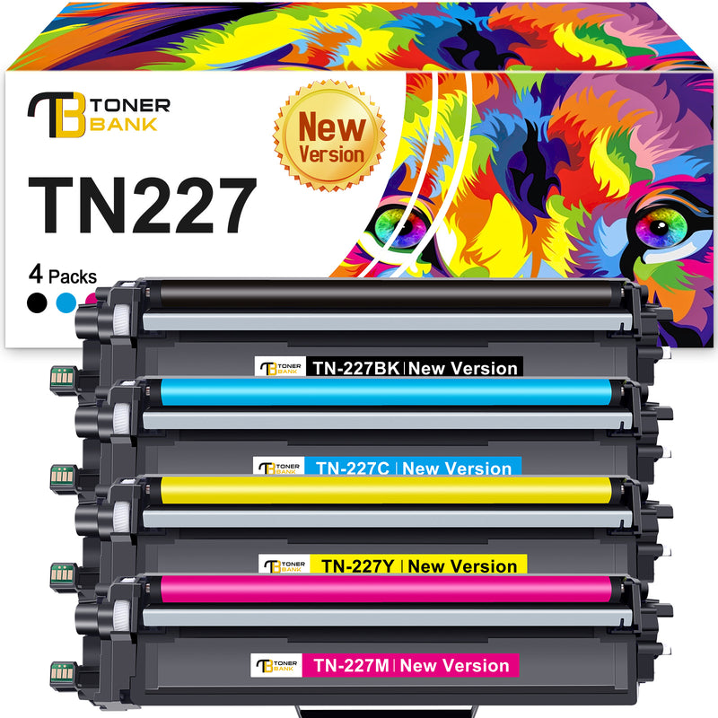 Toner Bank Compatible Toner Cartridge Replacement for Brother TN227 TN223 TN227BK MFC-L3770CDW MFC-L3750CDW HL-L3290CDW HL-L3210CW HL-L3270CDW Printer New Version (TN-227BK/C/M/Y High Yield 4 Pack)