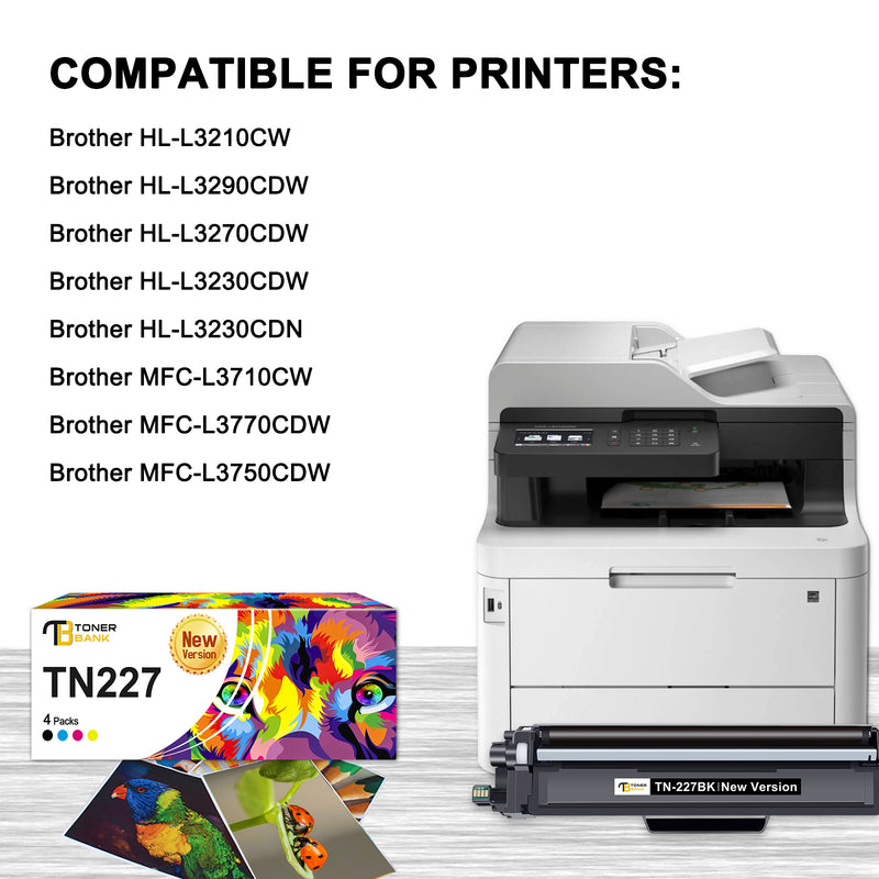 TN227 TN-223BK/C/M/Y Toner Cartridge 5 Pack Compatible for Brother  TN-227BK/C/M/Y TN-223 TN223 BK/C/M/Y for MFC-L3710CW MFC-L3750CDW  MFC-L3770CDW